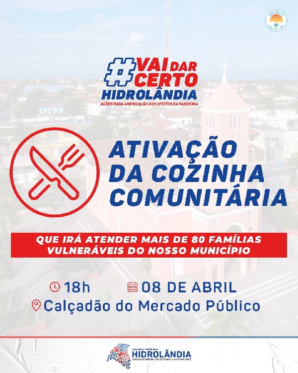Hoje a partir das 18h a COZINHA COMUNITÁRIA estará ativa atendendo mais de 80 famílias vuneráveis no nosso município